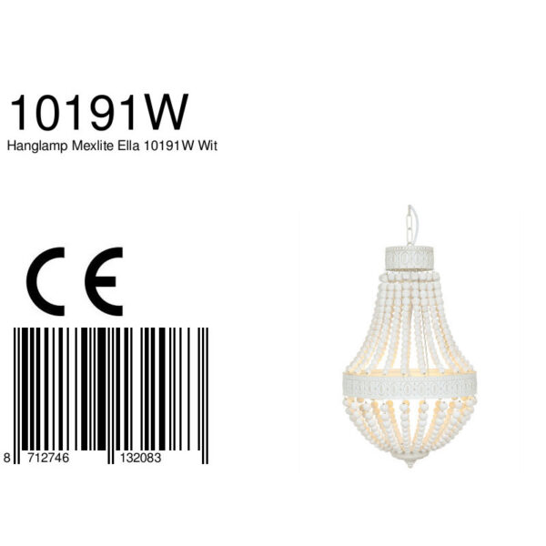 Landelijke witte houten metalen hanglamp Mexlite Ella - Image 9