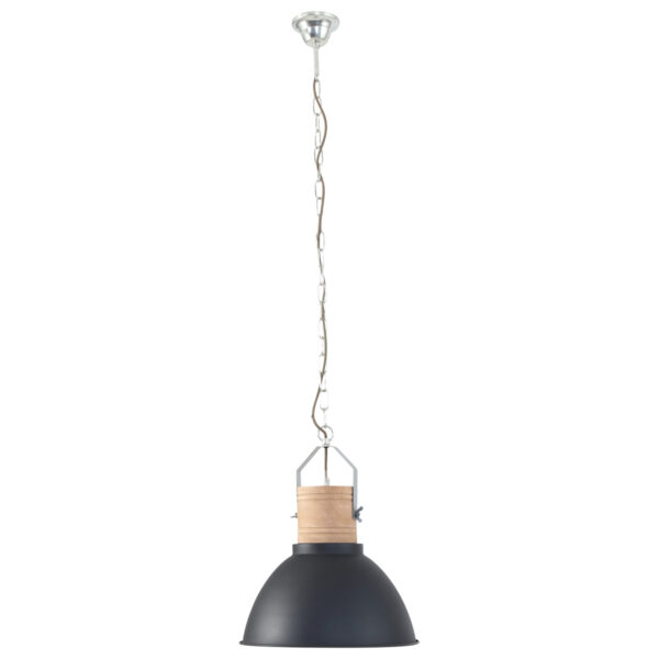 Industriële zwarte houten hanglamp Mexlite Emile - Image 9