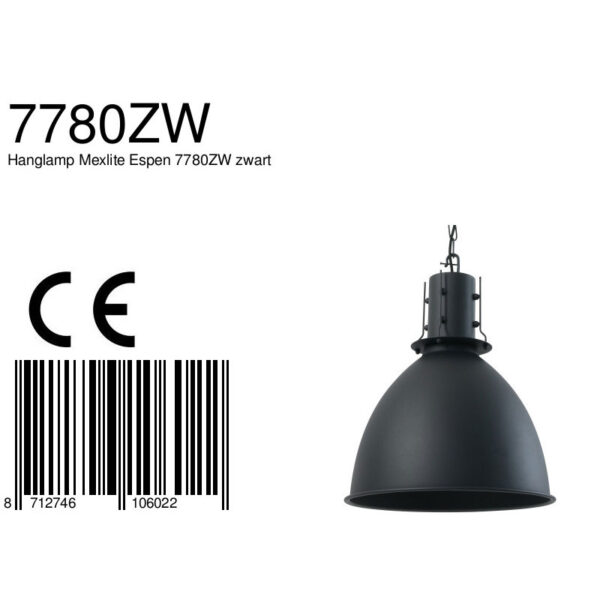 Scandinavische zwarte hanglamp metaal Mexlite Espen - Image 7