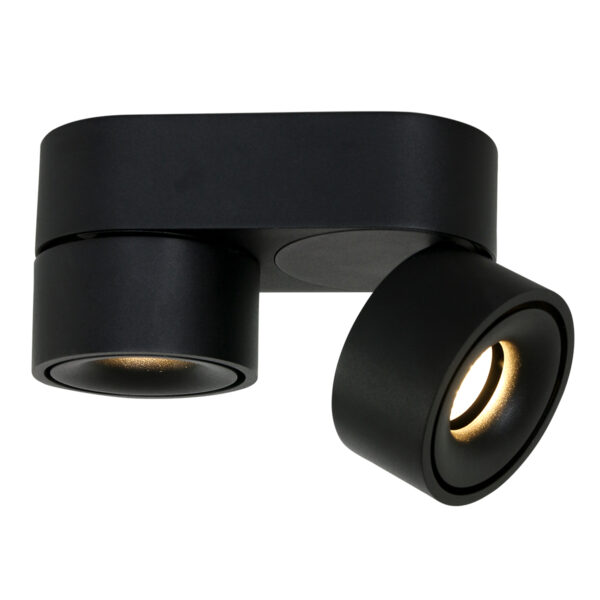 Moderne metalen zwarte kunststof spot Mexlite Fez black - Image 3