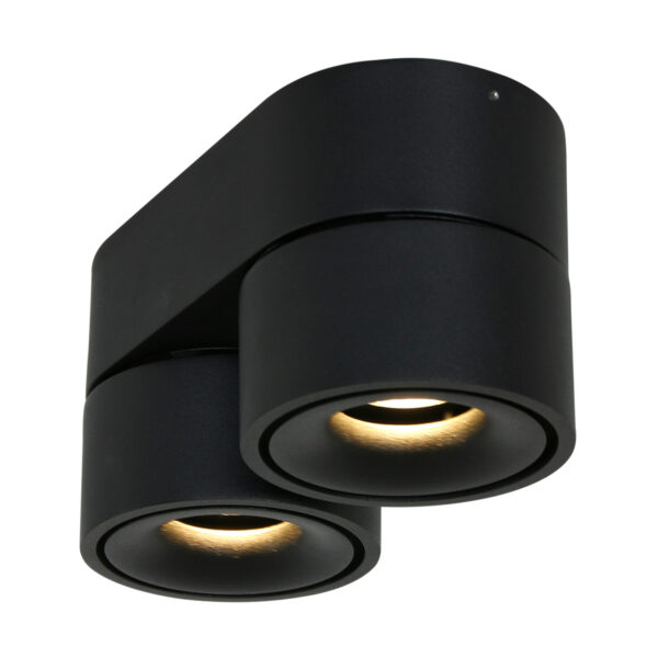 Moderne metalen zwarte kunststof spot Mexlite Fez black - Image 5