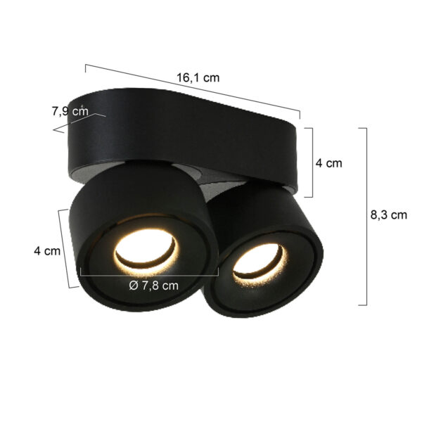 Moderne metalen zwarte kunststof spot Mexlite Fez black - Image 6