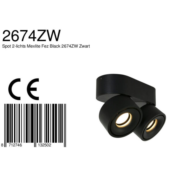 Moderne metalen zwarte kunststof spot Mexlite Fez black - Image 7