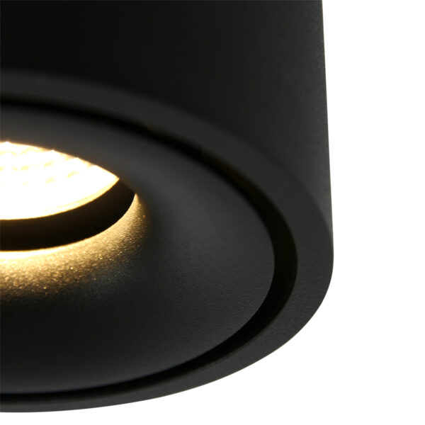 Moderne zwarte metalen kunststof spot Mexlite Fez black - Image 3