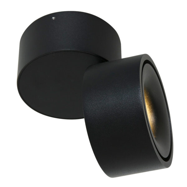 Moderne zwarte metalen kunststof spot Mexlite Fez black - Image 5