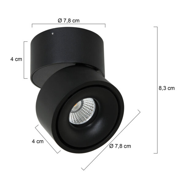 Moderne zwarte metalen kunststof spot Mexlite Fez black - Image 6
