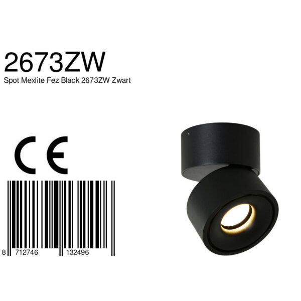 Moderne zwarte metalen kunststof spot Mexlite Fez black - Image 7