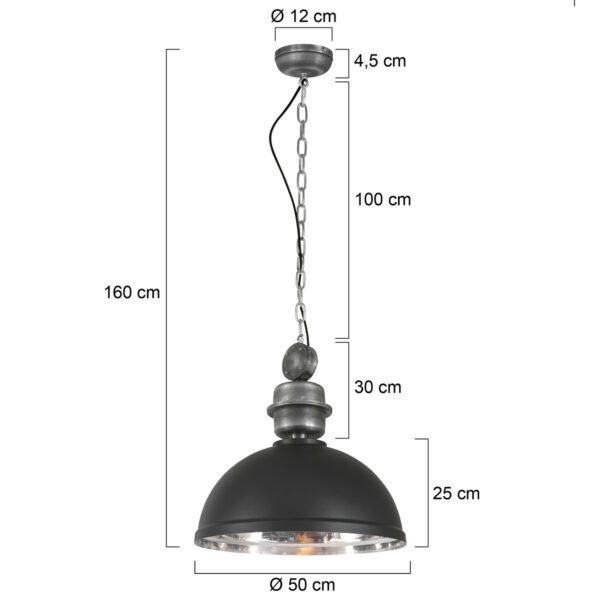 Industriële zwarte metalen hanglamp Mexlite Gaeve - Image 6