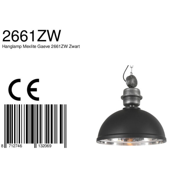 Industriële zwarte metalen hanglamp Mexlite Gaeve - Image 7