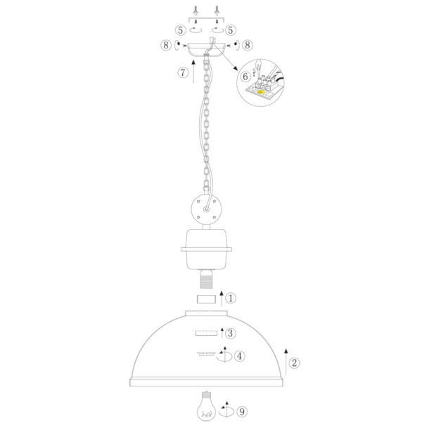 Industriële zwarte metalen hanglamp Mexlite Gaeve - Image 8