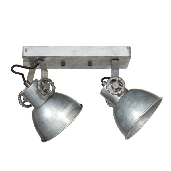 Industriële plafondspot zilverkleurig dubbel Mexlite Gearmetal - Image 11
