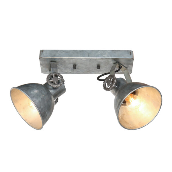 Industriële plafondspot zilverkleurig dubbel Mexlite Gearmetal - Image 8