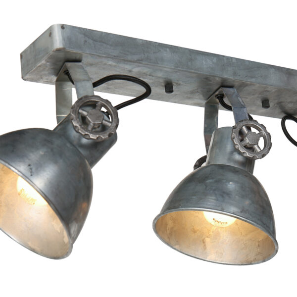 Drielichts industriële zilverkleurige plafondspot Mexlite Gearmetal - Image 10