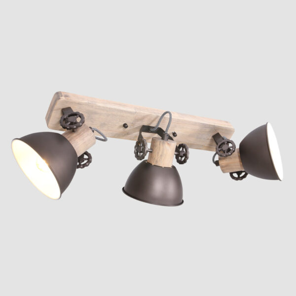 Industriële antracieten metalen rubberwood spot Mexlite Gearwood - Image 11