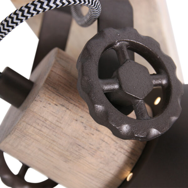 Industriële antracieten metalen rubberwood spot Mexlite Gearwood - Image 4