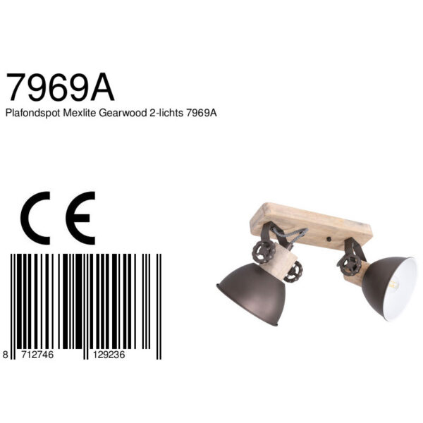 Dubbele industriele plafondspot burned steel Mexlite Gearwood - Image 6
