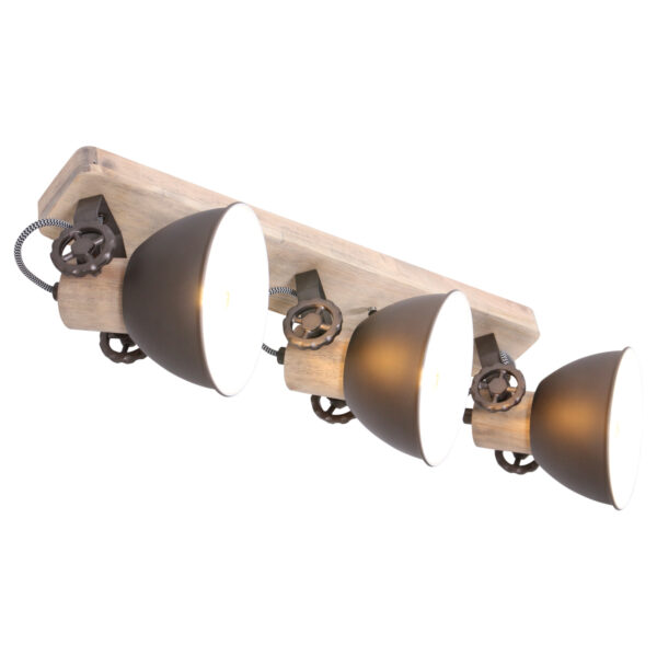 Industriële antracieten metalen rubberwood spot Mexlite Gearwood - Image 10