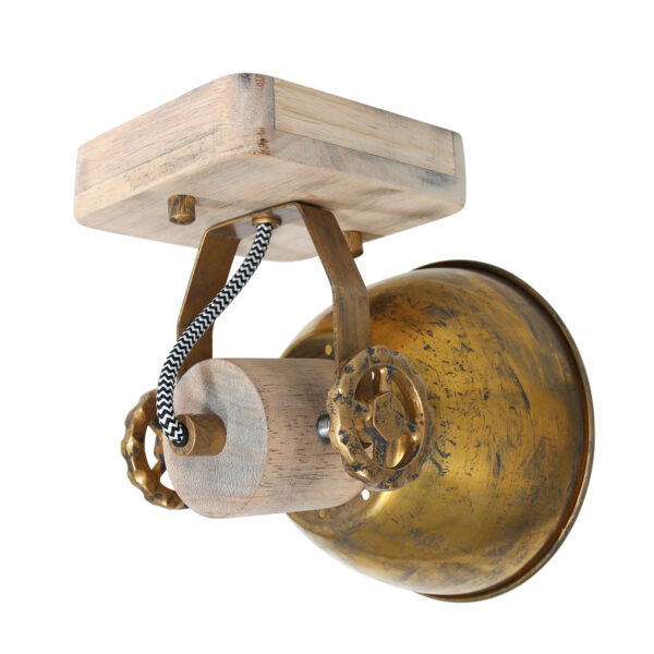 Mexlite Gearwood plafondlamp - E27 - draai- en kantelbaar - 19 cm breed - brons - Image 11