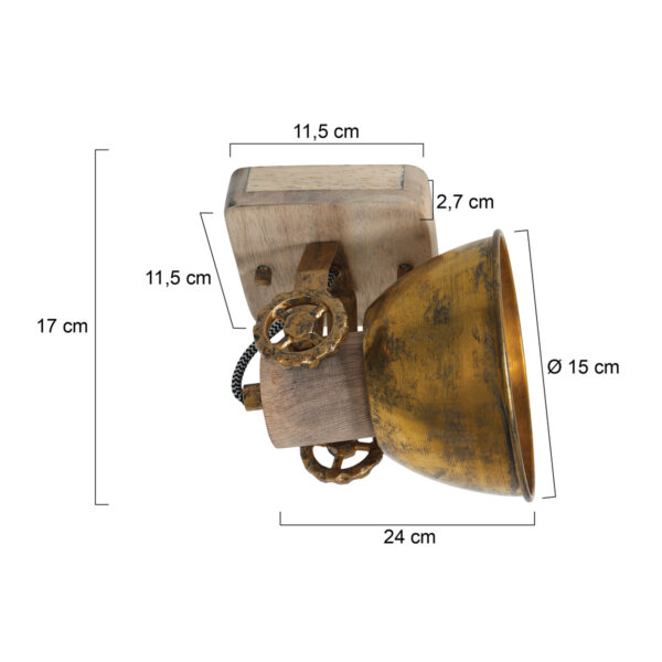Mexlite Gearwood plafondlamp - E27 - draai- en kantelbaar - 19 cm breed - brons - Image 4