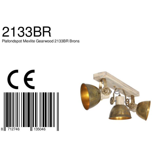 Plafondlamp Gearwood 2133BR Brons E27 Mexlite Gearwood - Image 7
