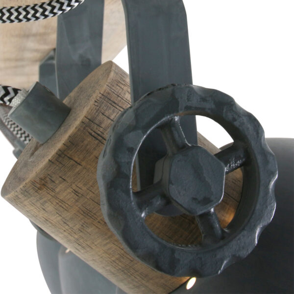 Industriële rubberwood spot grijs metaal Mexlite Gearwood - Image 2