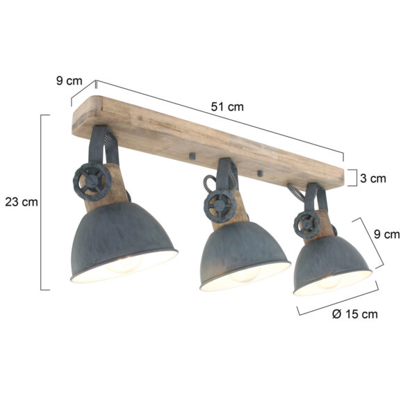 Industriële rubberwood spot grijs metaal Mexlite Gearwood - Image 4