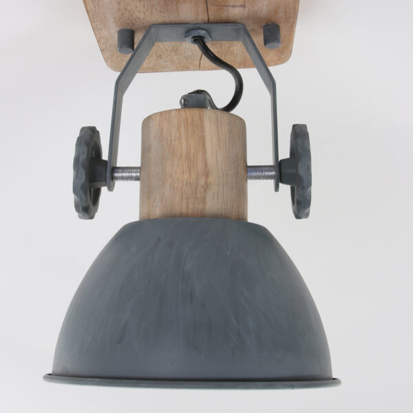 Steinhauer Gearwood plafondspot - industrieel - kap Ø 15 cm - draai- en kantelbaar - grijs en hout - Afbeelding 4