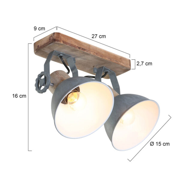 Stoere 2-lichts plafondlamp Mexlite Gearwood - Image 7