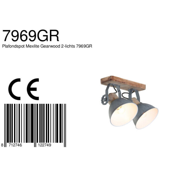 Stoere 2-lichts plafondlamp Mexlite Gearwood - Image 8
