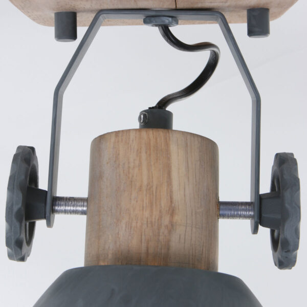 Steinhauer Gearwood plafondspot - industrieel - kap Ø 15 cm - draai- en kantelbaar - grijs en hout - Afbeelding 10