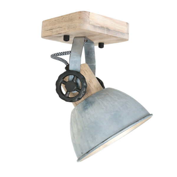 Mexlite Gearwood plafondspot - éénlichts - E27 - draaibaar - kantelbaar - hout met nikkel - Image 11