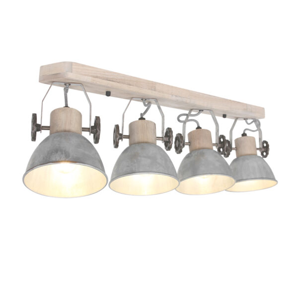 Mexlite Gearwood spot - vierlichts - draai- en kantelbaar - hout en metaal - nikkel - Image 13