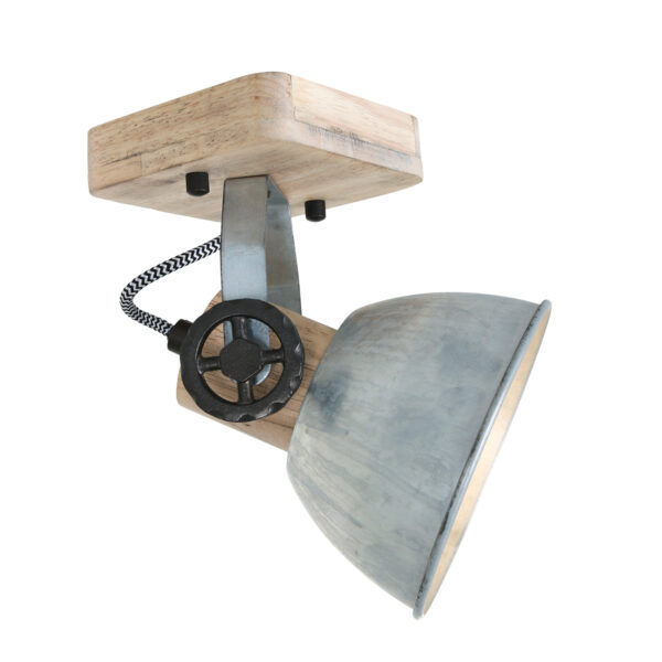 Mexlite Gearwood plafondspot - éénlichts - E27 - draaibaar - kantelbaar - hout met nikkel - Image 13