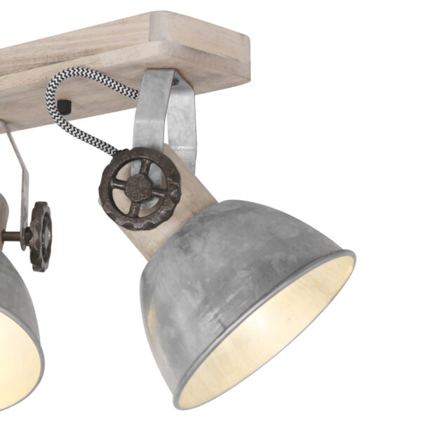 Mexlite Gearwood spot - vierlichts - draai- en kantelbaar - hout en metaal - nikkel - Image 14