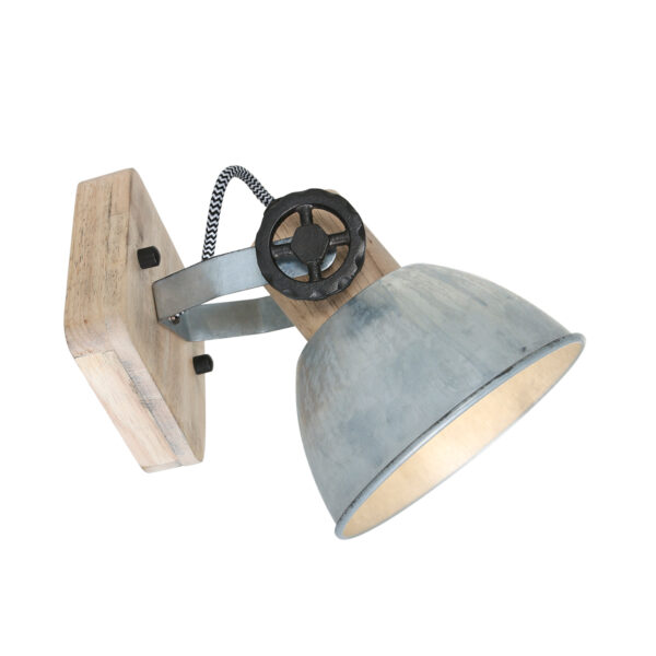 Mexlite Gearwood plafondspot - éénlichts - E27 - draaibaar - kantelbaar - hout met nikkel - Image 14