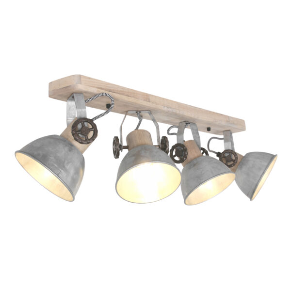 Mexlite Gearwood spot - vierlichts - draai- en kantelbaar - hout en metaal - nikkel - Image 15