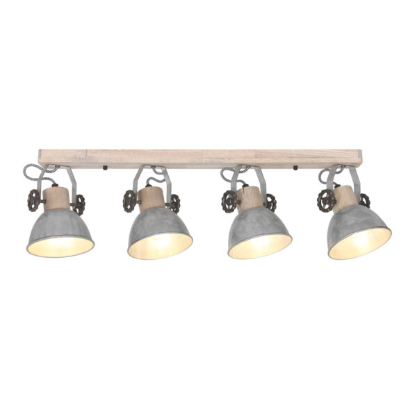 Mexlite Gearwood spot - vierlichts - draai- en kantelbaar - hout en metaal - nikkel - Image 16