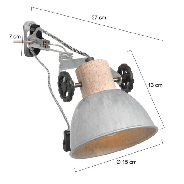 Stoere wand klemlamp Mexlite Gearwood - Image 5
