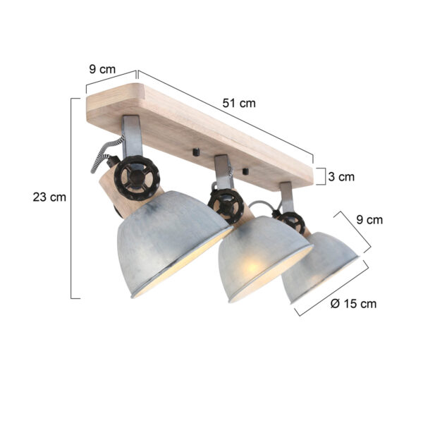 Houten spot drielichts Mexlite Gearwood - Image 6