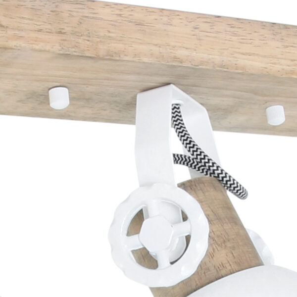 Scandinavische plafondlamp drie spots wit met hout Mexlite Gearwood - Image 3