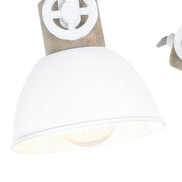 Scandinavische plafondlamp drie spots wit met hout Mexlite Gearwood - Image 4
