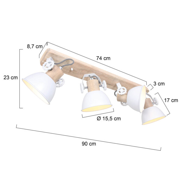 Industriële wit metalen rubberwood spot Mexlite Gearwood - Image 5