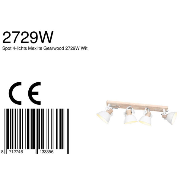 Industriële wit metalen rubberwood spot Mexlite Gearwood - Image 6
