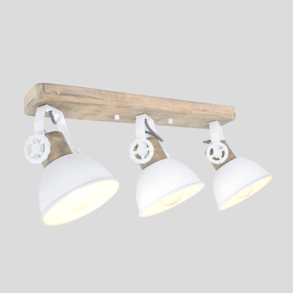 Scandinavische plafondlamp drie spots wit met hout Mexlite Gearwood - Image 10