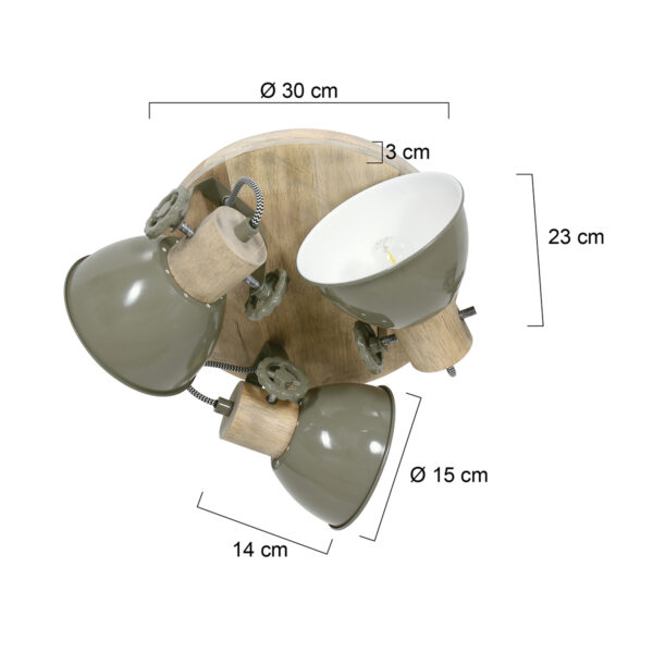 Ronde stoere drielichts plafondlamp Mexlite Gearwood - Image 5