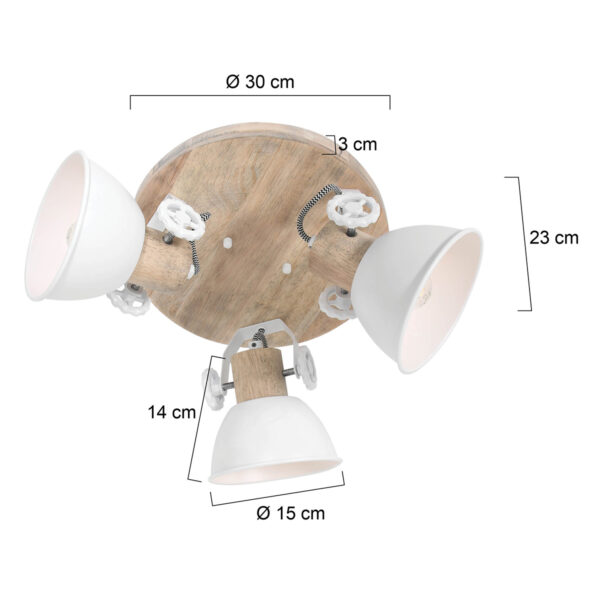 Drielichts houten plafondlamp Mexlite Gearwood - Image 6