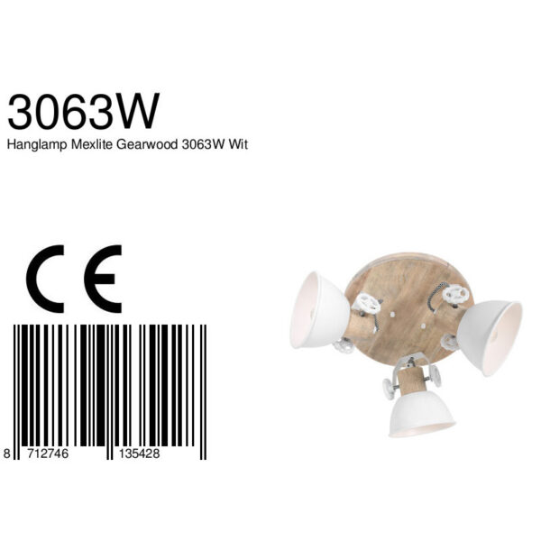 Drielichts houten plafondlamp Mexlite Gearwood - Image 7