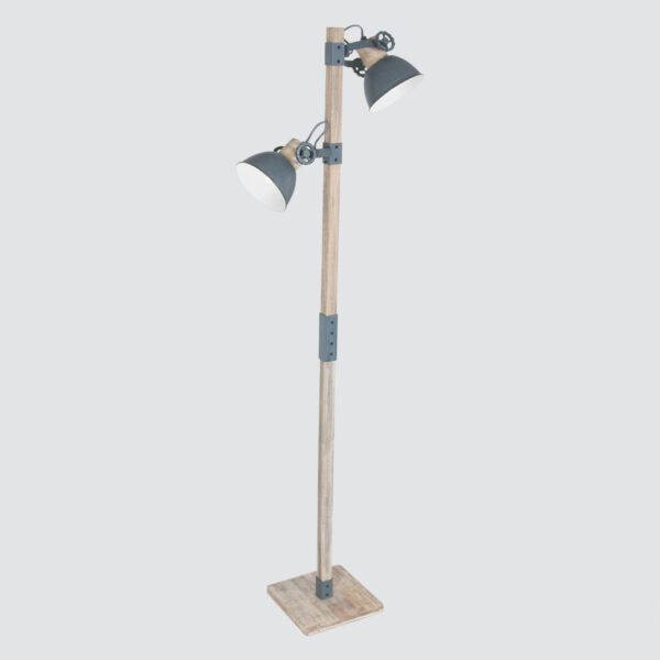 Houten vloerlamp met grijze kapjes Mexlite Gearwood - Image 11