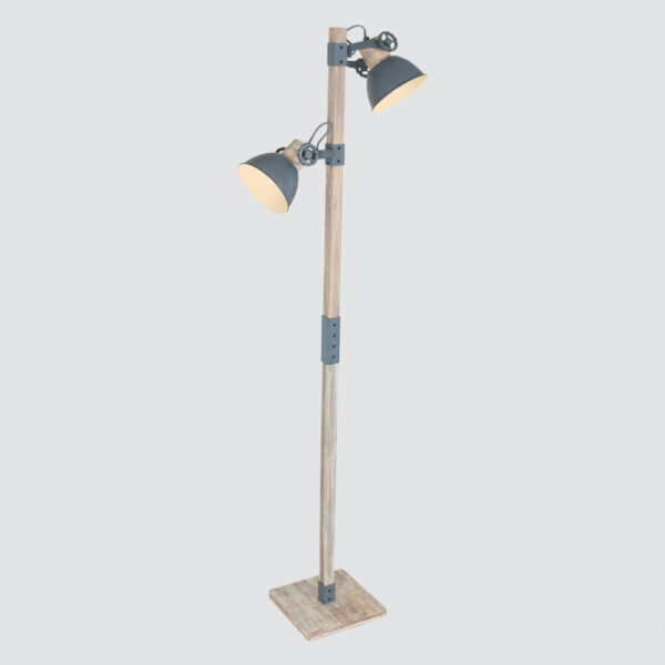 Houten vloerlamp met grijze kapjes Mexlite Gearwood - Image 12