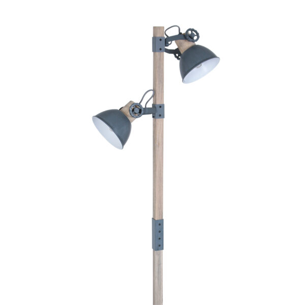 Houten vloerlamp met grijze kapjes Mexlite Gearwood - Image 13